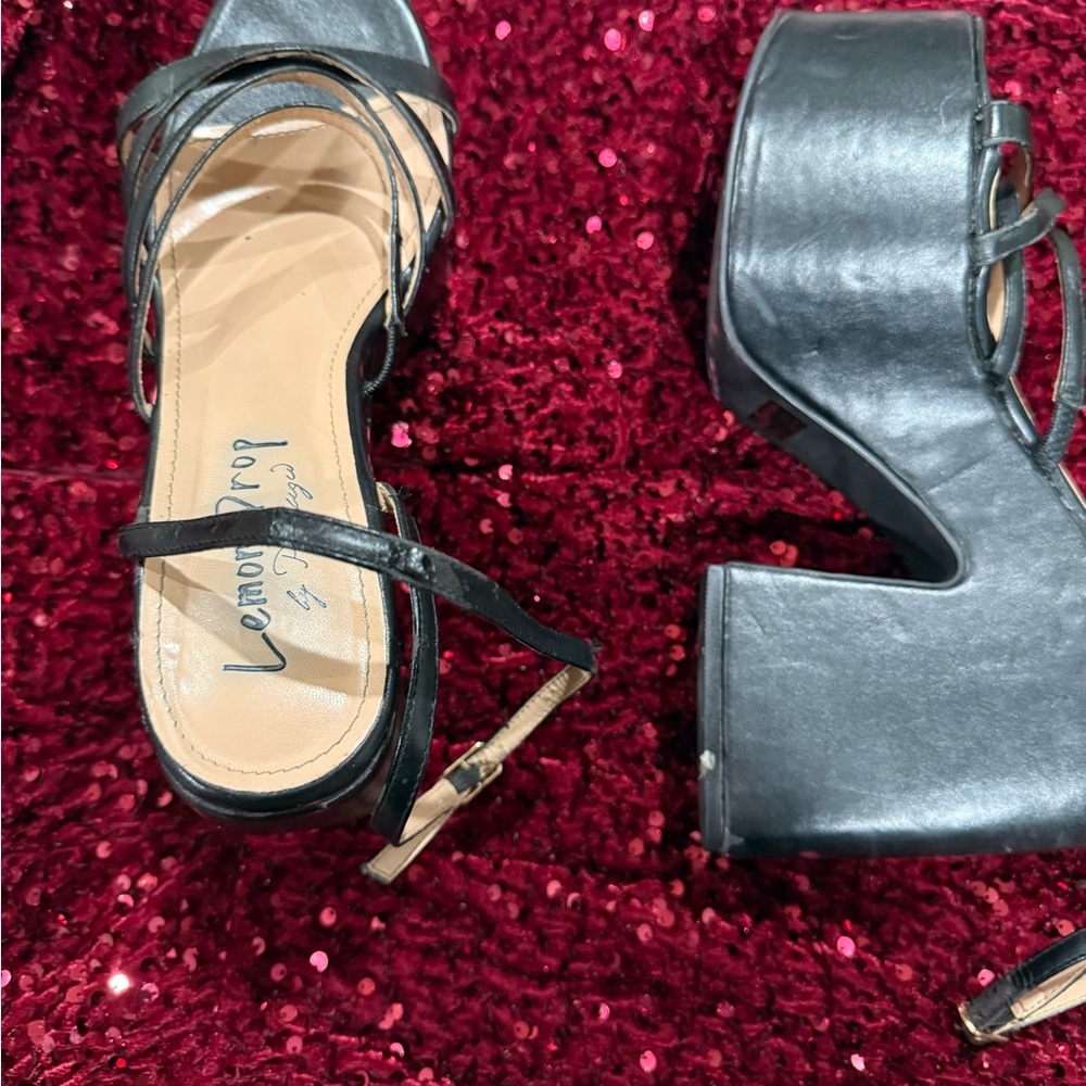 Dolls Kill Black Strappy Platform Heels